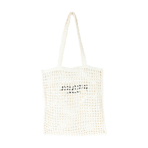 Prada White Raffia Crochet Triangle Logo Tote - Picture 3 of 7